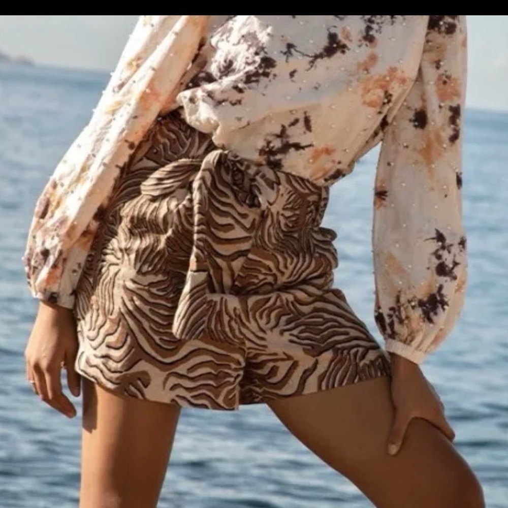 Scotch & Soda Linen Shorts Animal Print High Rise Beachy , size Small